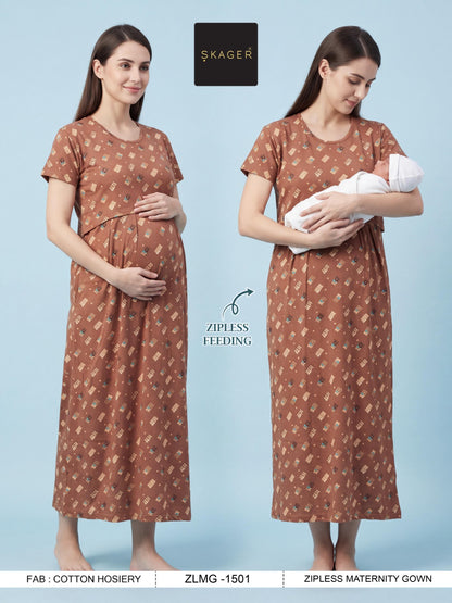 Zlmg Vol 15 Skager Cotton Feeding Night Gown Exporter Ahmedabad