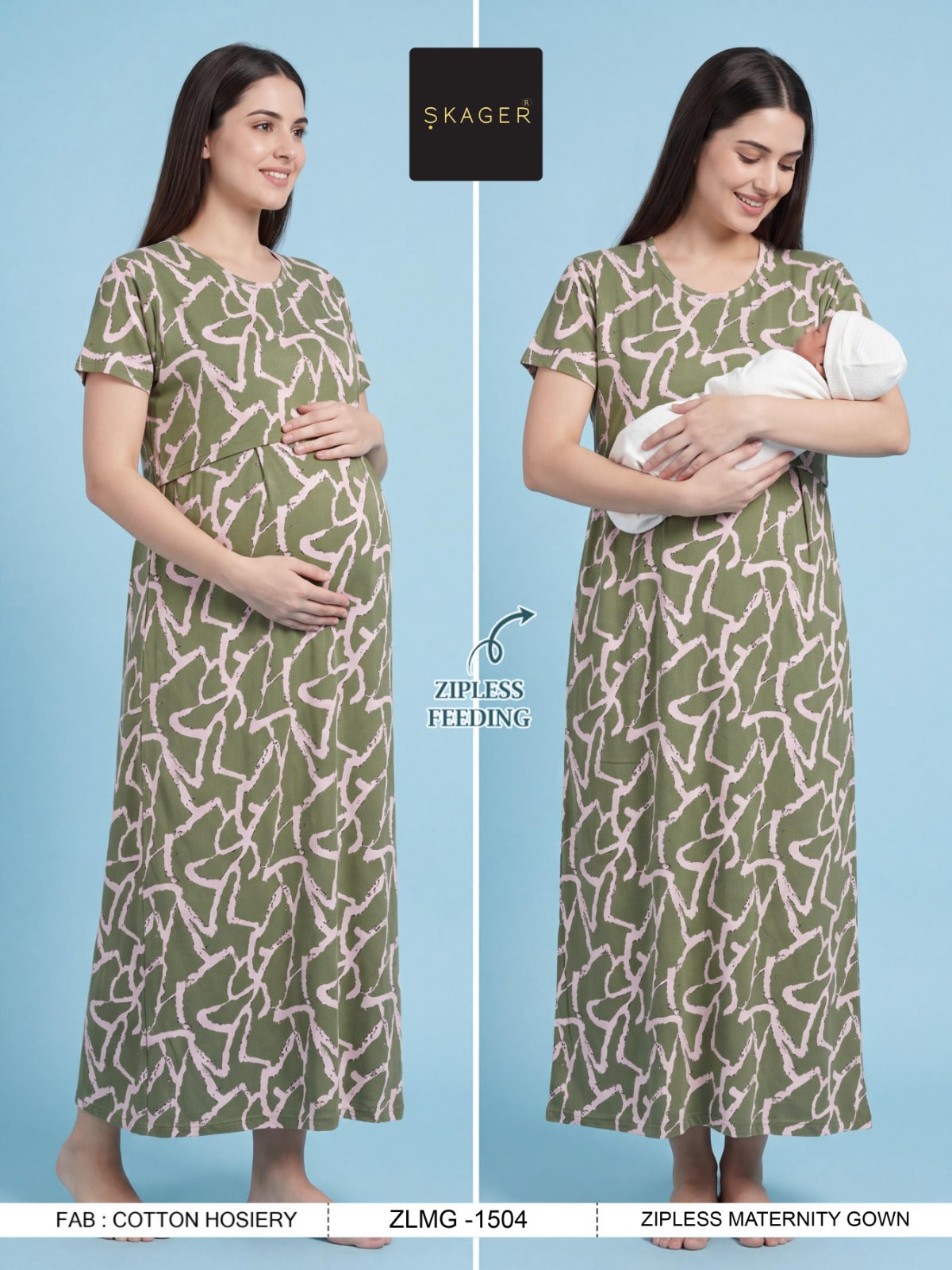 Zlmg Vol 15 Skager Cotton Feeding Night Gown Exporter Ahmedabad