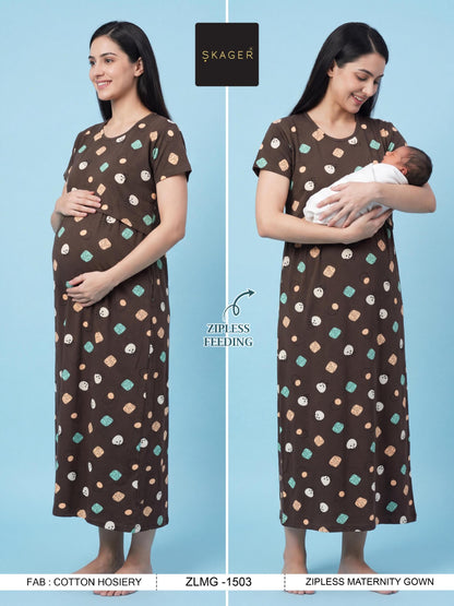 Zlmg Vol 15 Skager Cotton Feeding Night Gown Exporter Ahmedabad