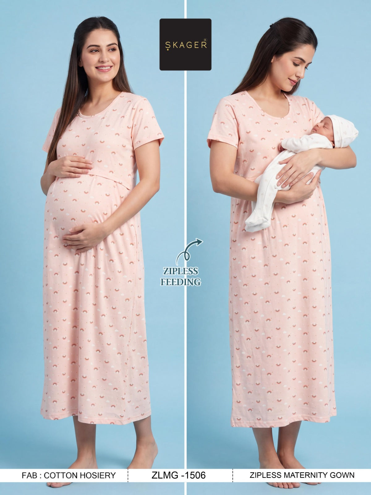 Zlmg Vol 15 Skager Cotton Feeding Night Gown Exporter Ahmedabad