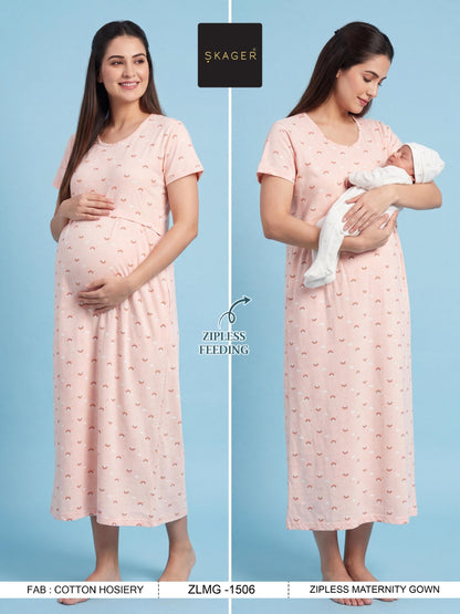 Zlmg Vol 15 Skager Cotton Feeding Night Gown Exporter Ahmedabad