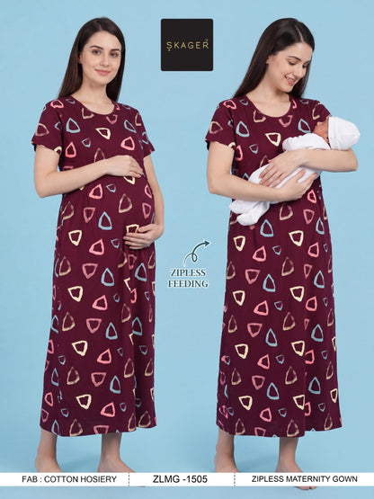 Zlmg Vol 15 Skager Cotton Feeding Night Gown Exporter Ahmedabad
