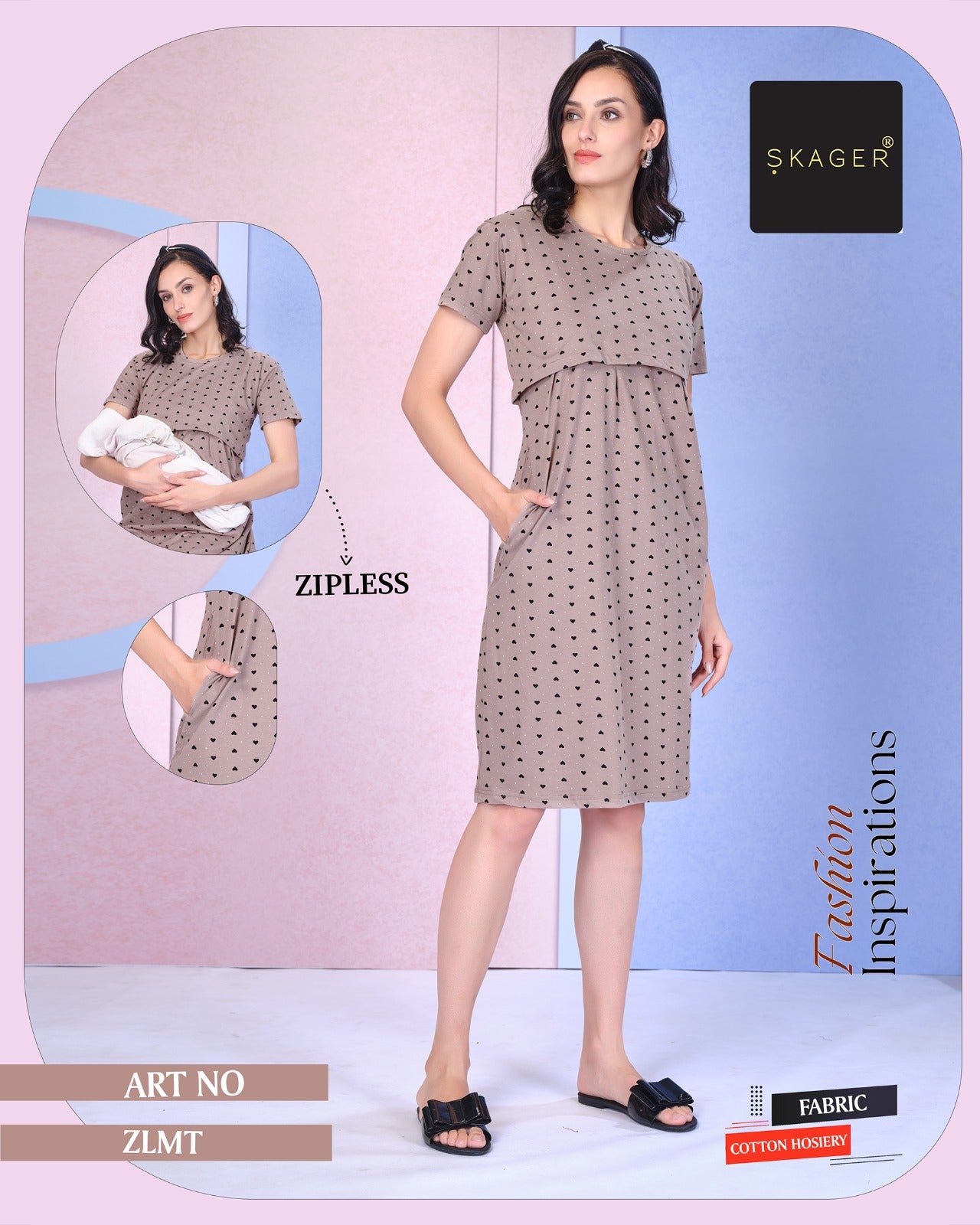 Zlmt Vol 1 Maternity Short Skager Sinker Feeding Night Gown Manufacturer Ahmedabad