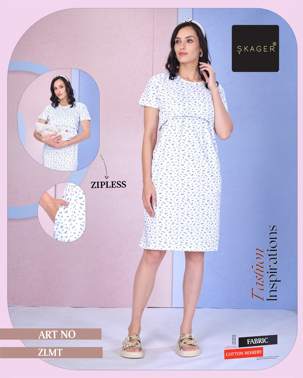 Zlmt Vol 1 Maternity Short Skager Sinker Feeding Night Gown Manufacturer Ahmedabad