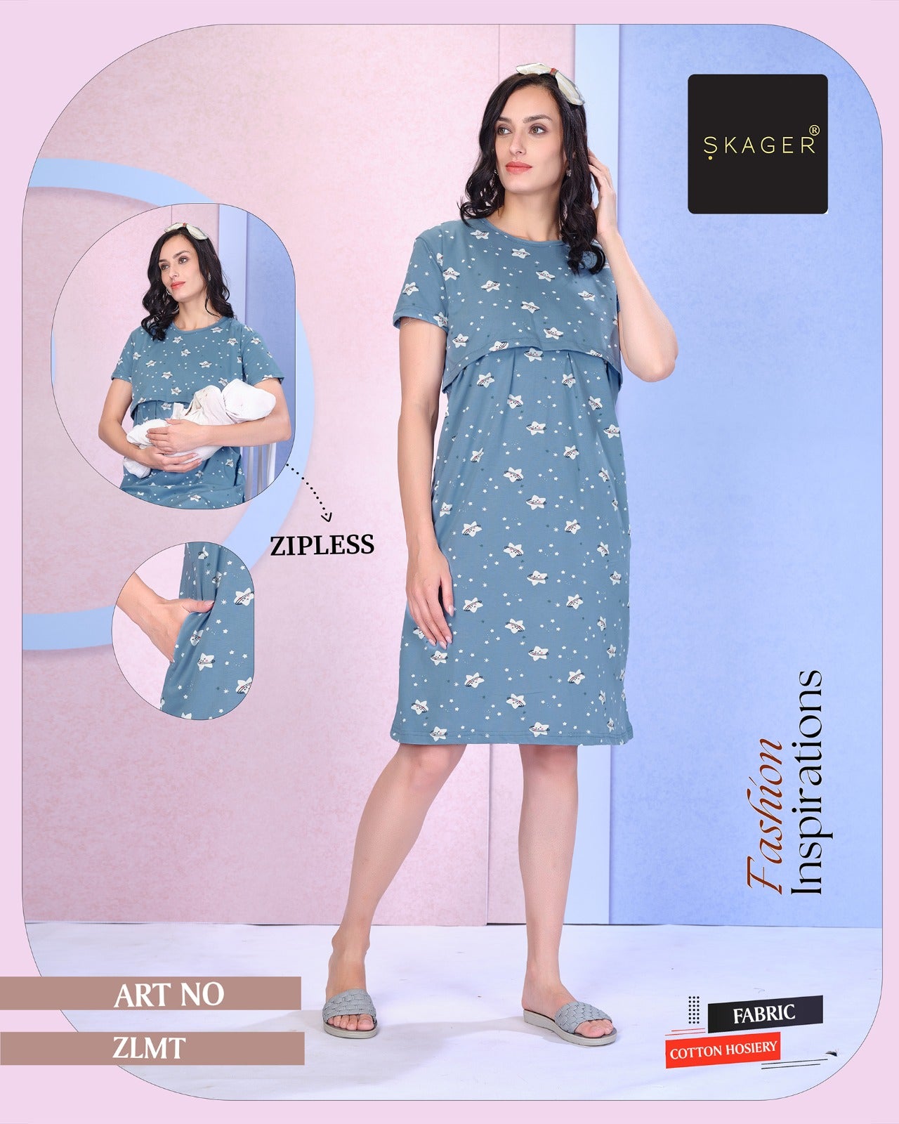 Zlmt Vol 1 Maternity Short Skager Sinker Feeding Night Gown Manufacturer Ahmedabad