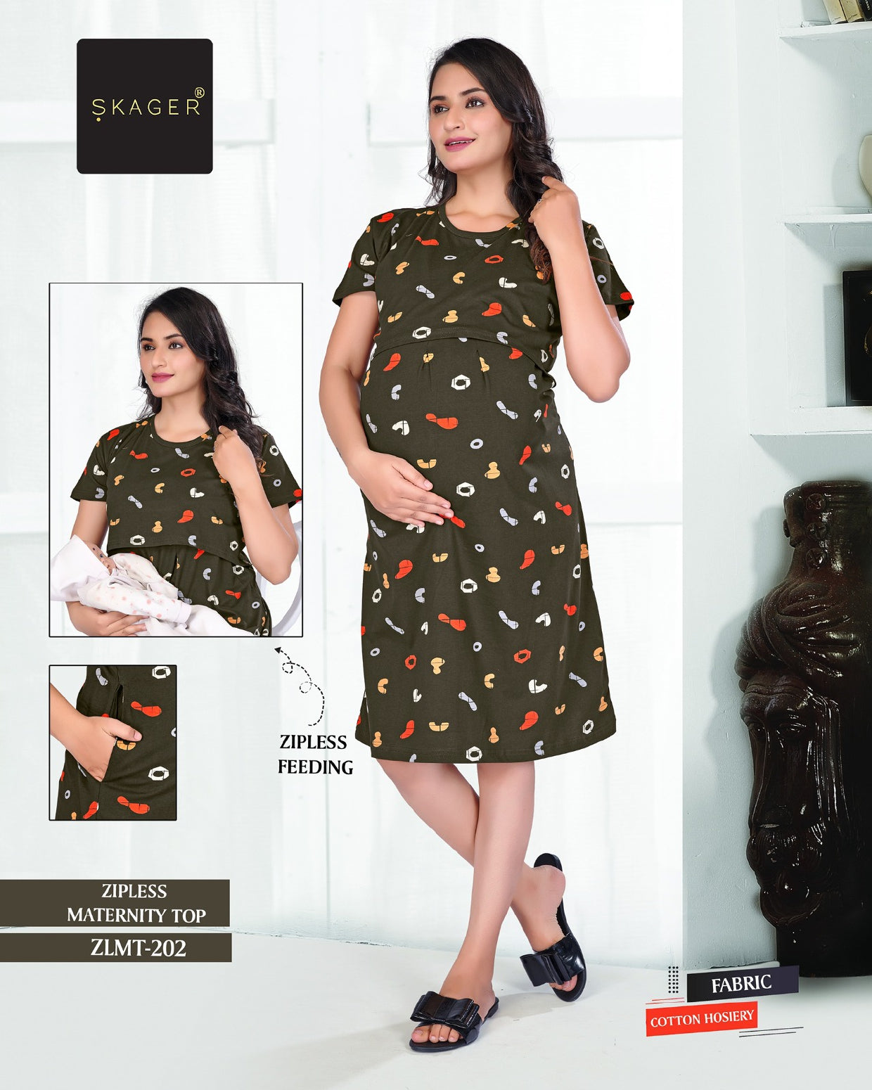 Zlmt Vol 2 Maternity Short Skager Sinker Feeding Night Gown Wholesaler