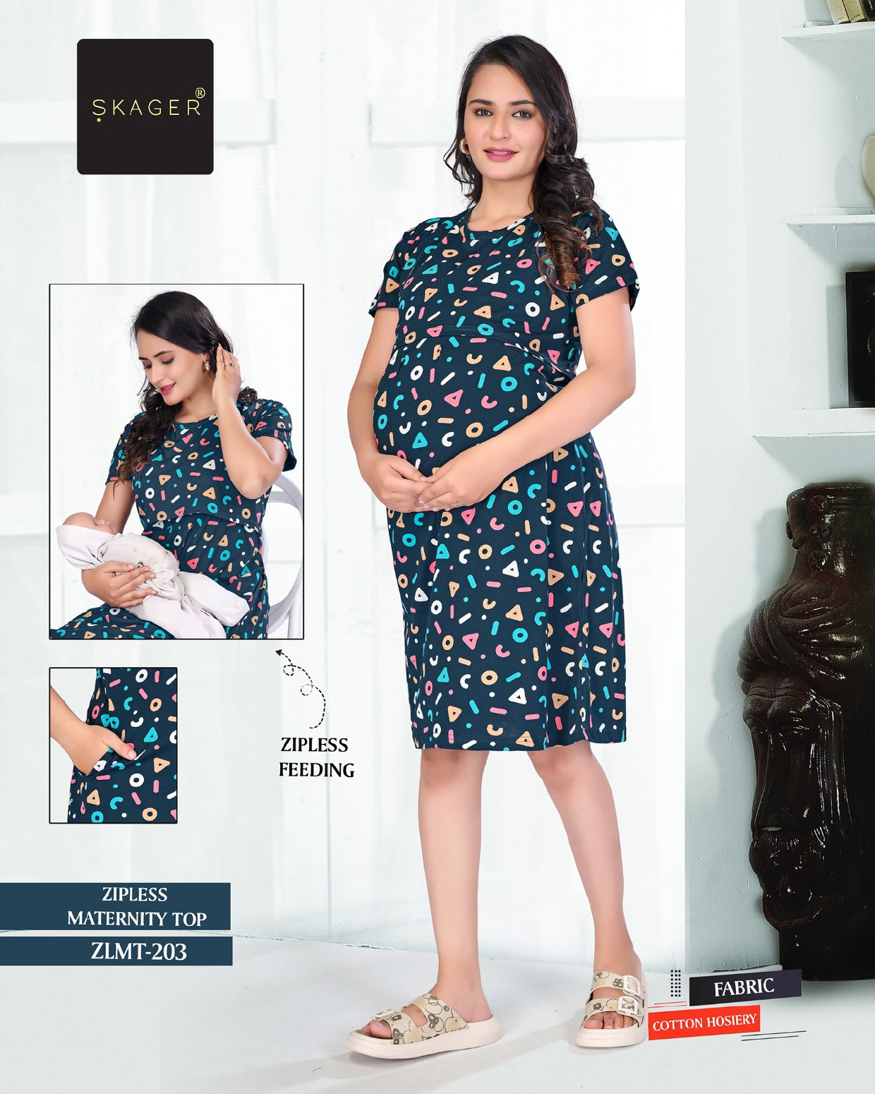 Zlmt Vol 2 Maternity Short Skager Sinker Feeding Night Gown Wholesaler