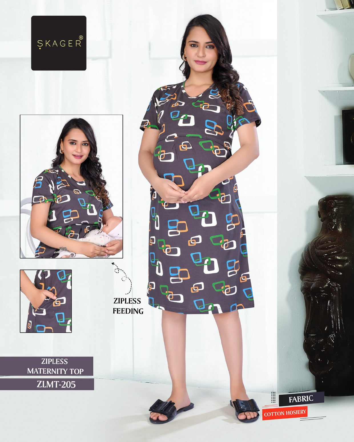 Zlmt Vol 2 Maternity Short Skager Sinker Feeding Night Gown Wholesaler