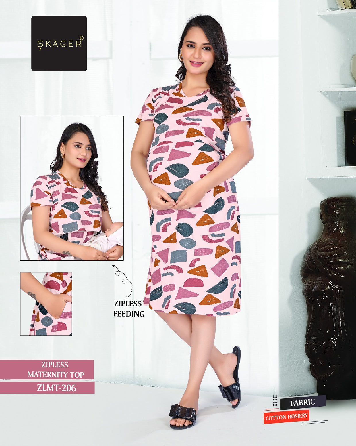 Zlmt Vol 2 Maternity Short Skager Sinker Feeding Night Gown Wholesaler