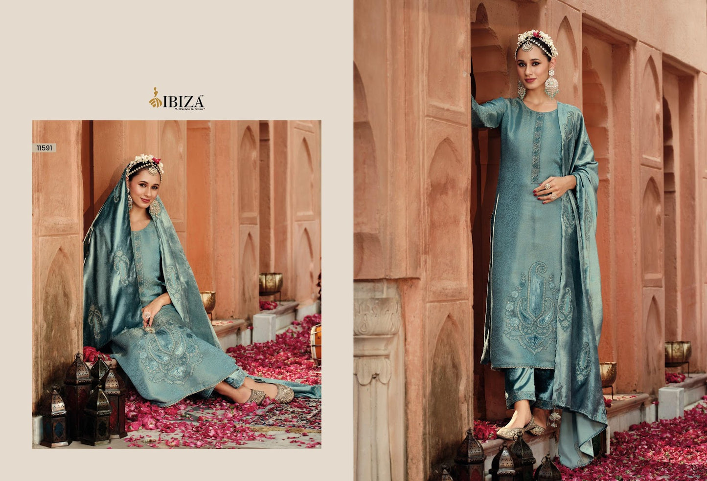 Zoella Ibiza Banarasi Silk Velvet Suits Exporter Gujarat