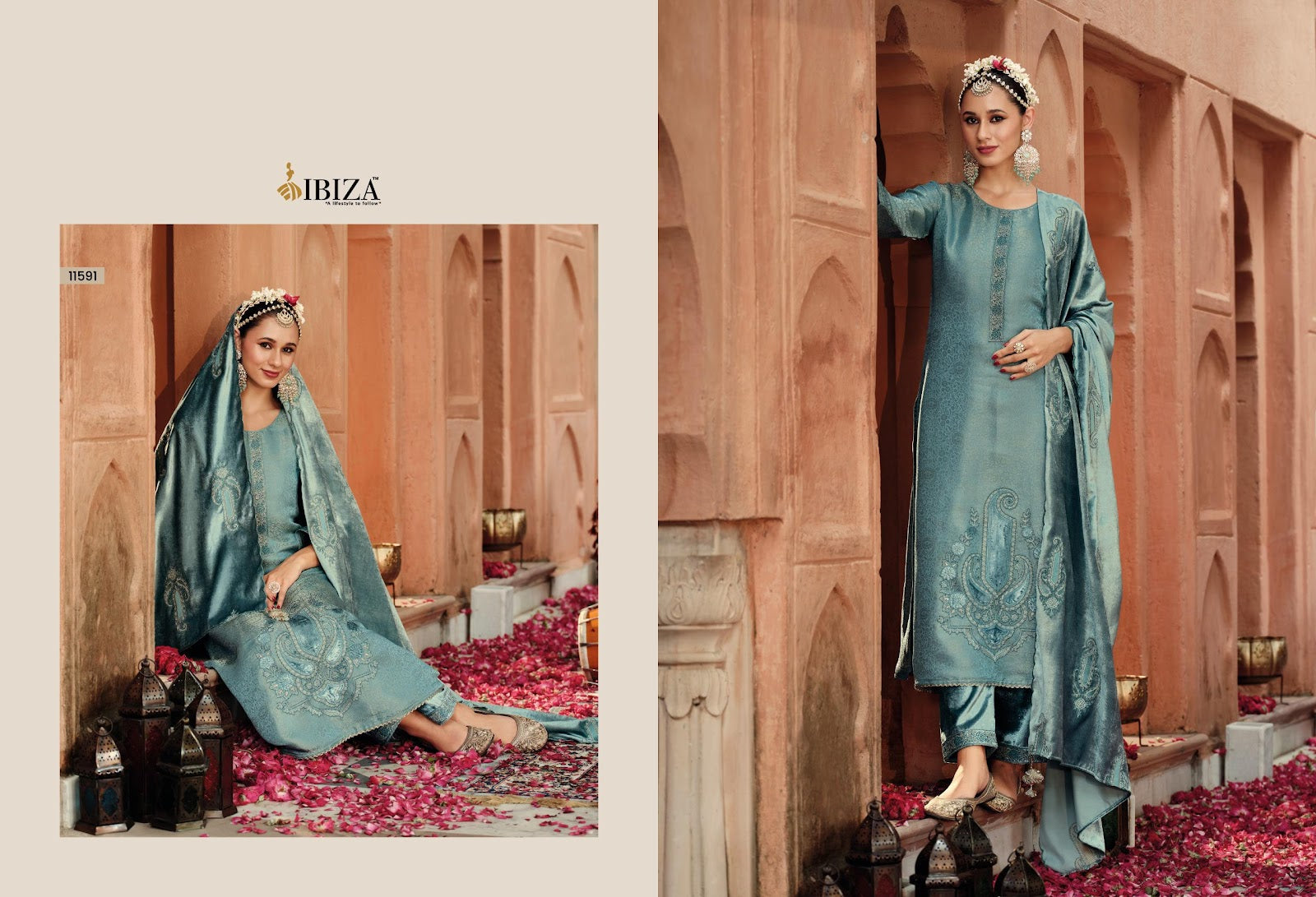 Zoella Ibiza Banarasi Silk Velvet Suits Exporter Gujarat