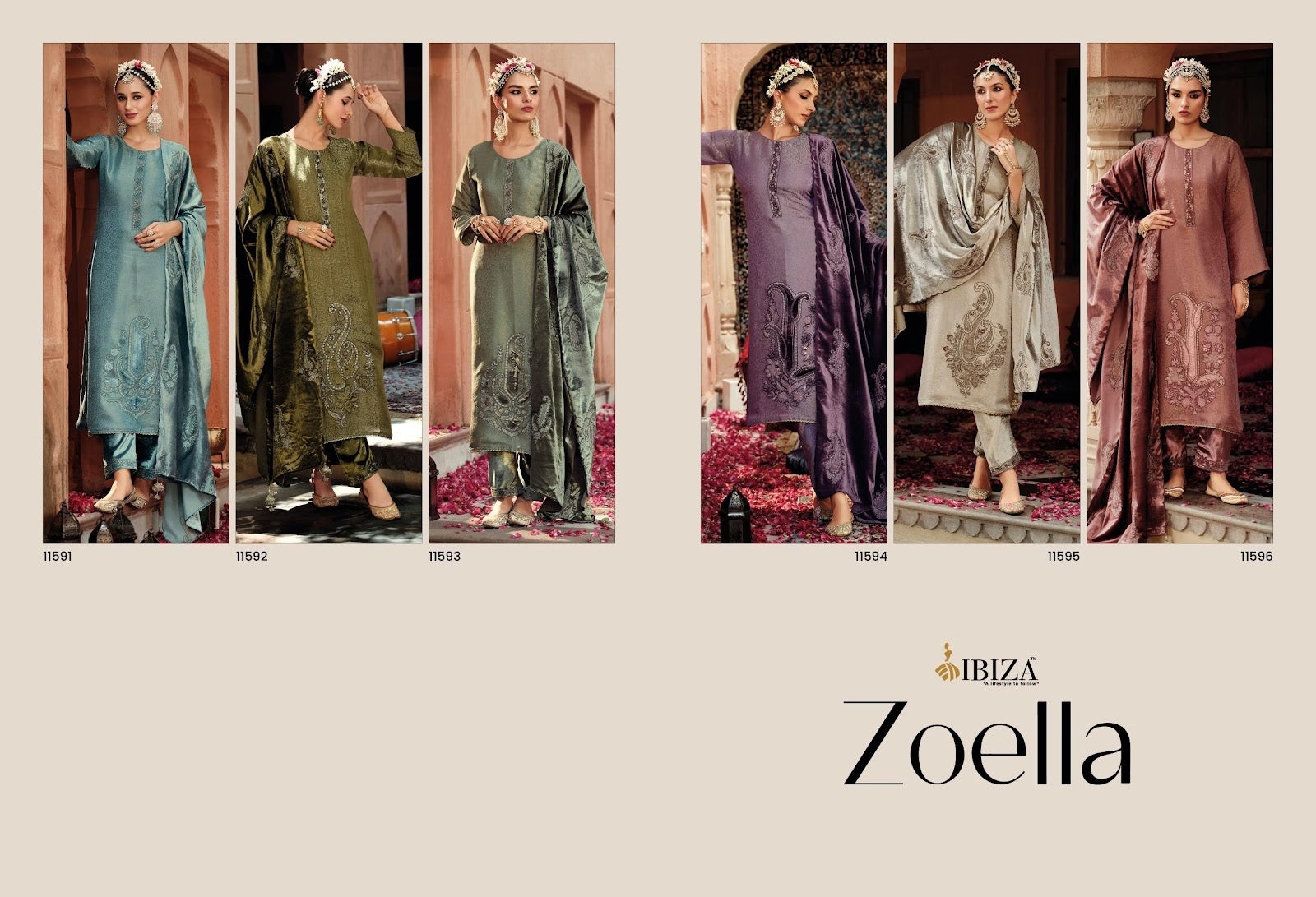 Zoella Ibiza Banarasi Silk Velvet Suits Exporter Gujarat