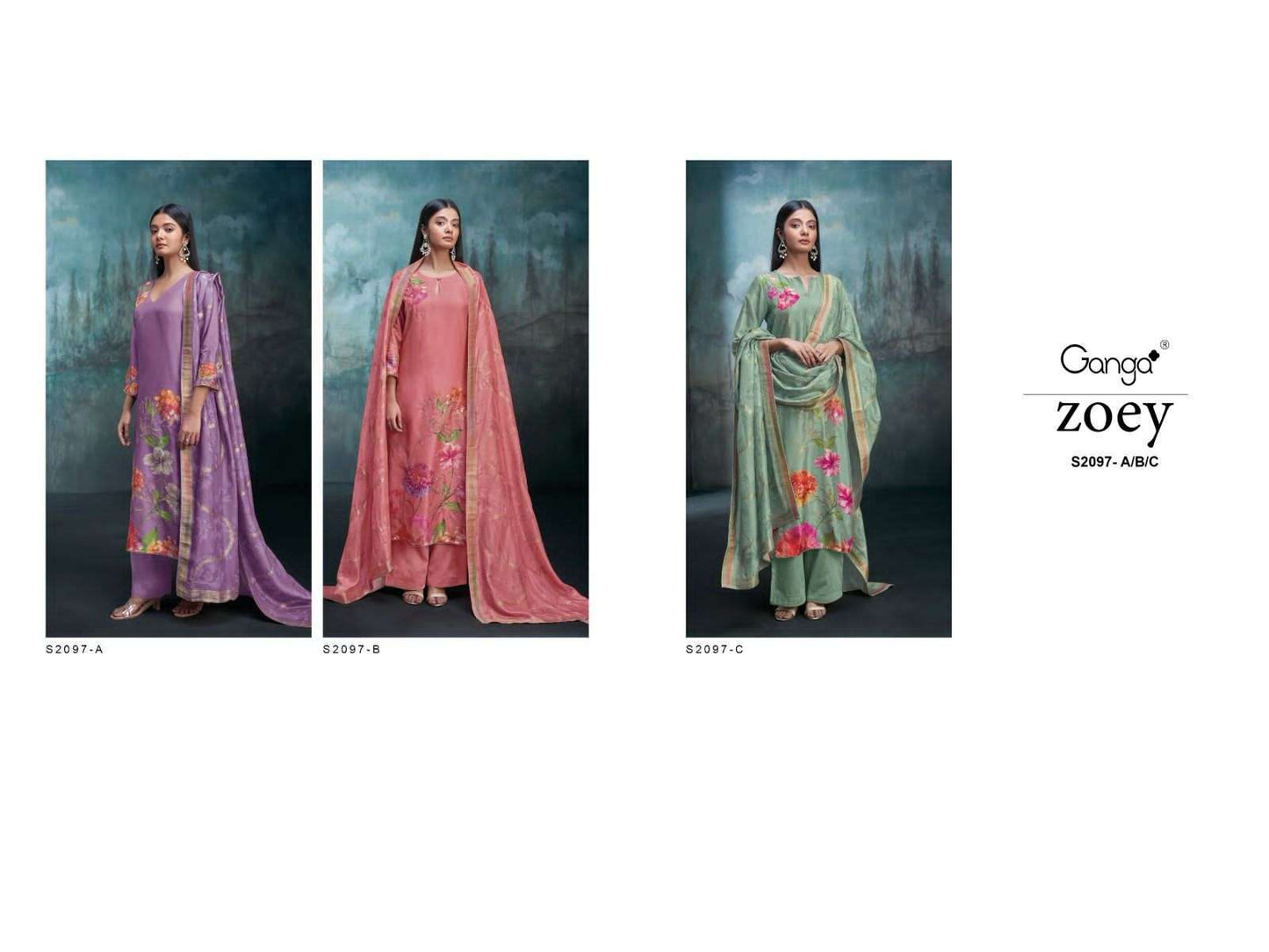 Zoey 2097 Ganga Premium Bemberg Plazzo Style Suits Exporter India