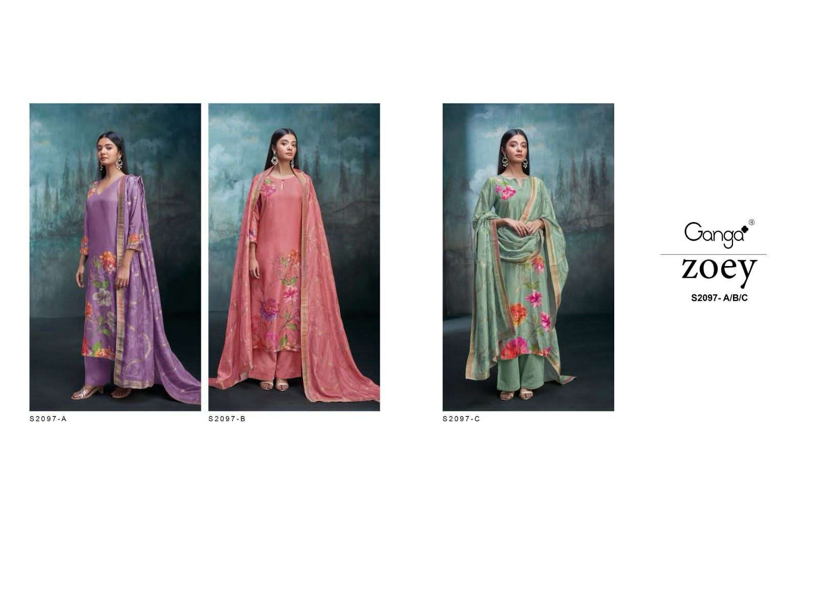 Zoey 2097 Ganga Premium Bemberg Plazzo Style Suits Exporter India