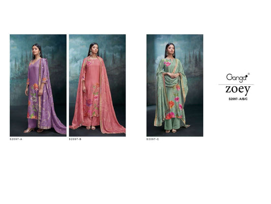 Zoey 2097 Ganga Premium Bemberg Plazzo Style Suits Exporter India