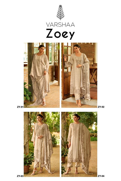 Zoey Varshaa Viscose Muslin Pant Style Suits Wholesale Rate