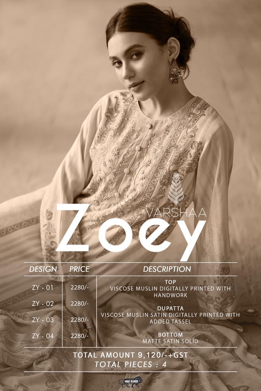 Zoey Varshaa Viscose Muslin Pant Style Suits Wholesale Rate