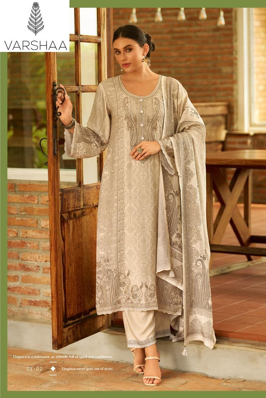 Zoey Varshaa Viscose Muslin Pant Style Suits Wholesale Rate