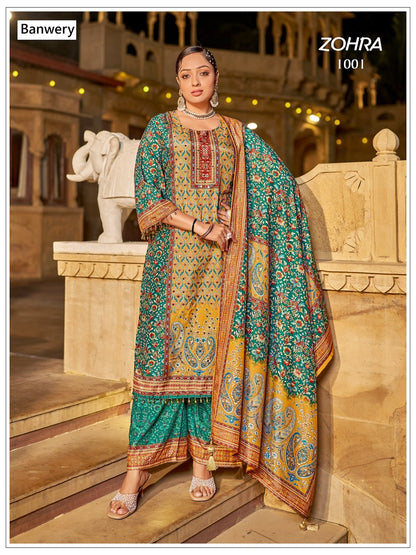 Zohra Banwery Jam Satin Pakistani Readymade Suits Exporter Gujarat