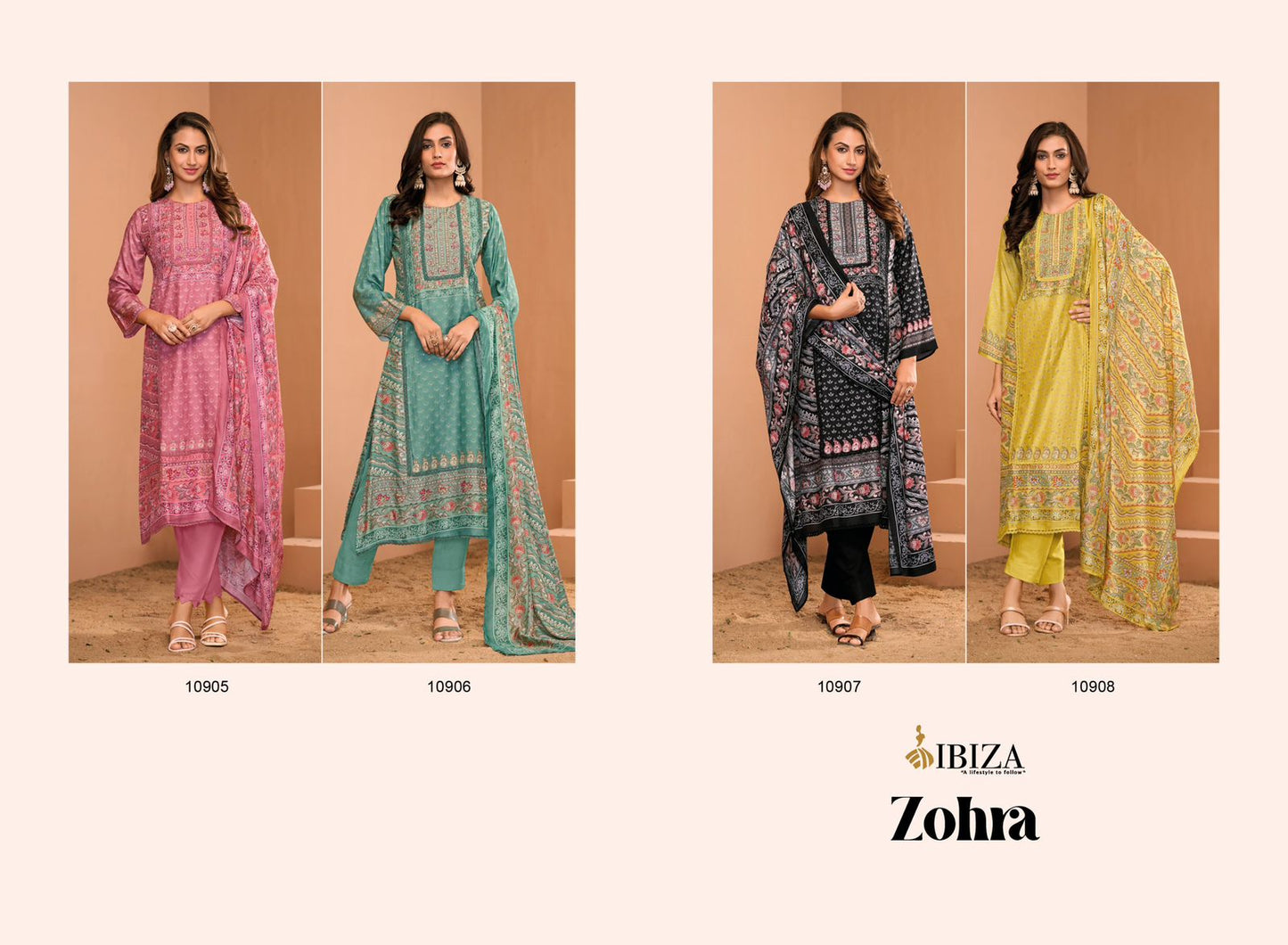 Zohra Ibiza Bemberg Muslin Pant Style Suits Supplier India