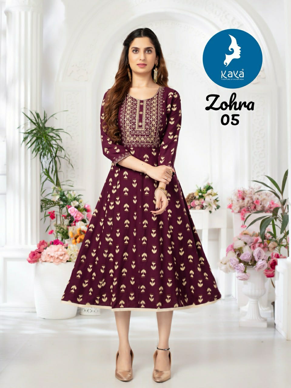 Zohra Kaya Reyon Anarkali Kurtis Wholesale Rate