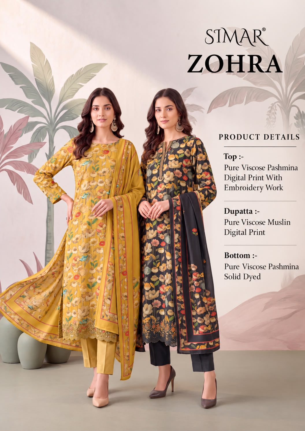 Zohra Simar Viscose Pashmina Suits Manufacturer