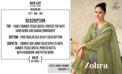 Zohra Tm Simmer Tissue Plazzo Style Suits Wholesaler Gujarat