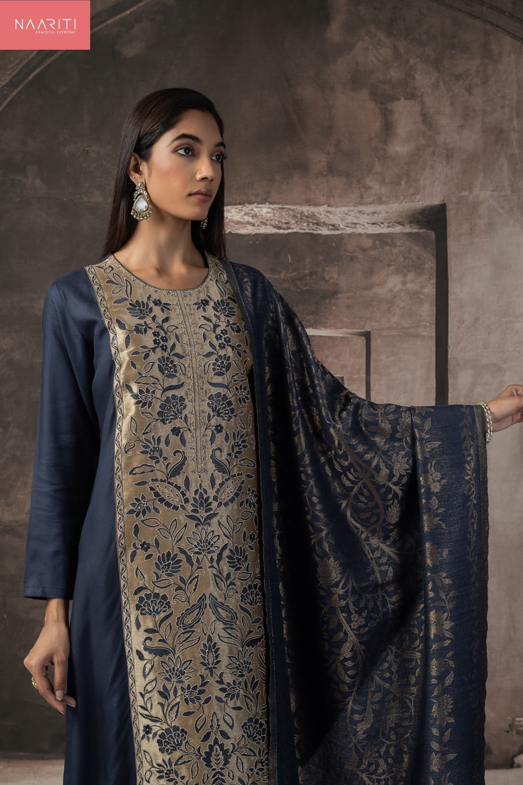 Zoori Naariti Silk Jacquard Pashmina Suits Exporter Ahmedabad