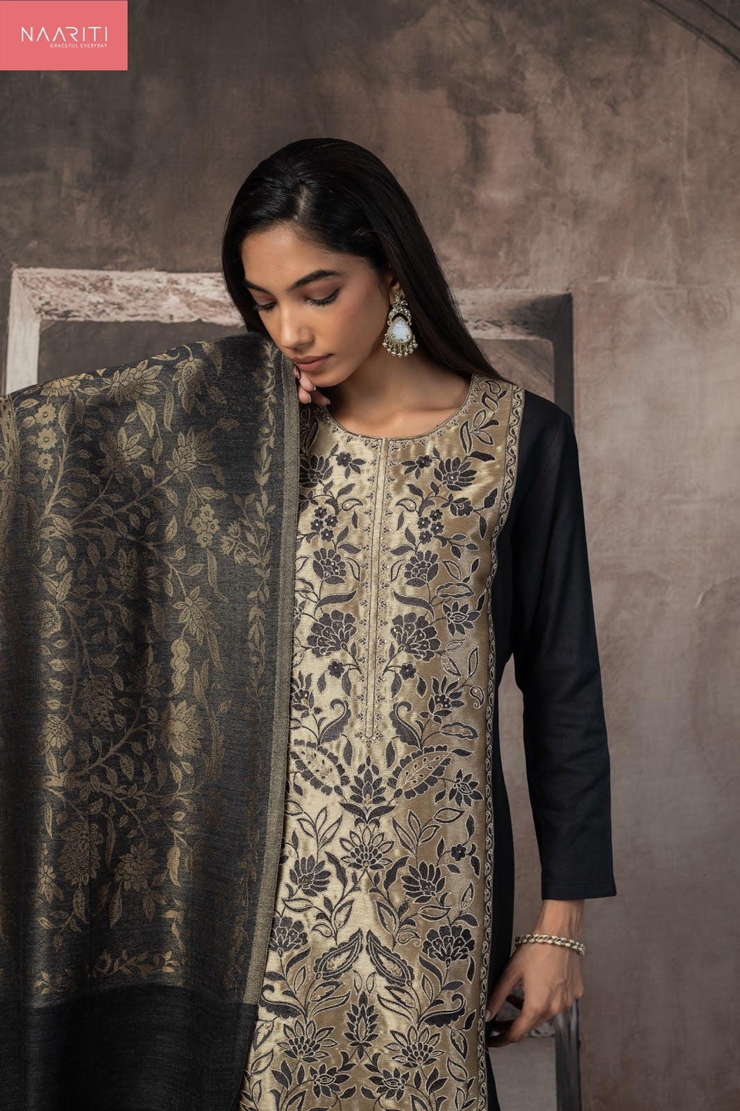 Zoori Naariti Silk Jacquard Pashmina Suits Exporter Ahmedabad