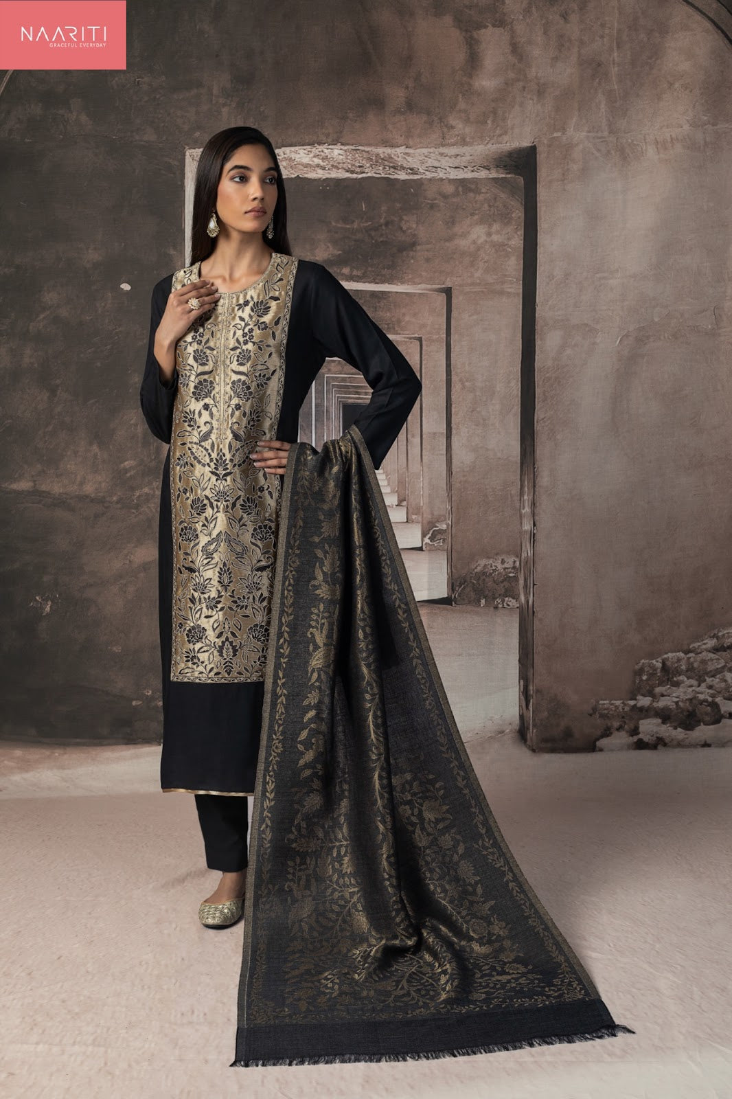 Zoori Naariti Silk Jacquard Pashmina Suits Exporter Ahmedabad