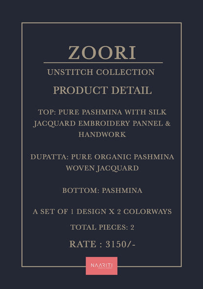 Zoori Naariti Silk Jacquard Pashmina Suits Exporter Ahmedabad