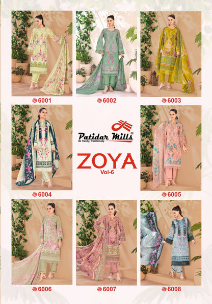Zoya Vol 6 Patidar Mills Cotton Karachi Readymade Suits Wholesaler Gujarat