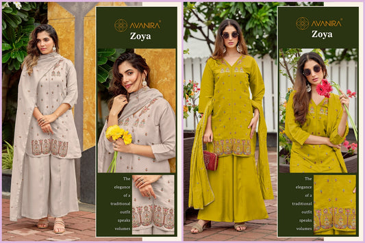 Zoya Avanira Roman Readymade Plazzo Style Suits Wholesaler Gujarat