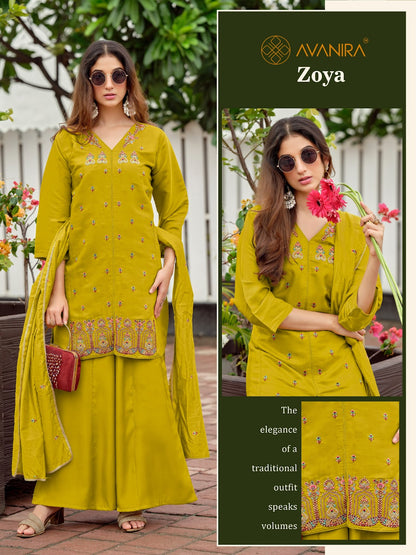 Zoya Avanira Roman Readymade Plazzo Style Suits Wholesaler Gujarat