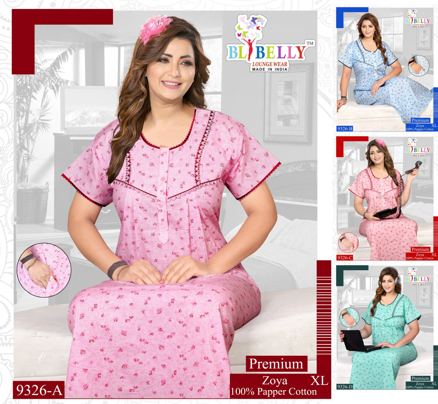 Paper Cotton Zoya Belly Night Gowns Exporter Ahmedabad