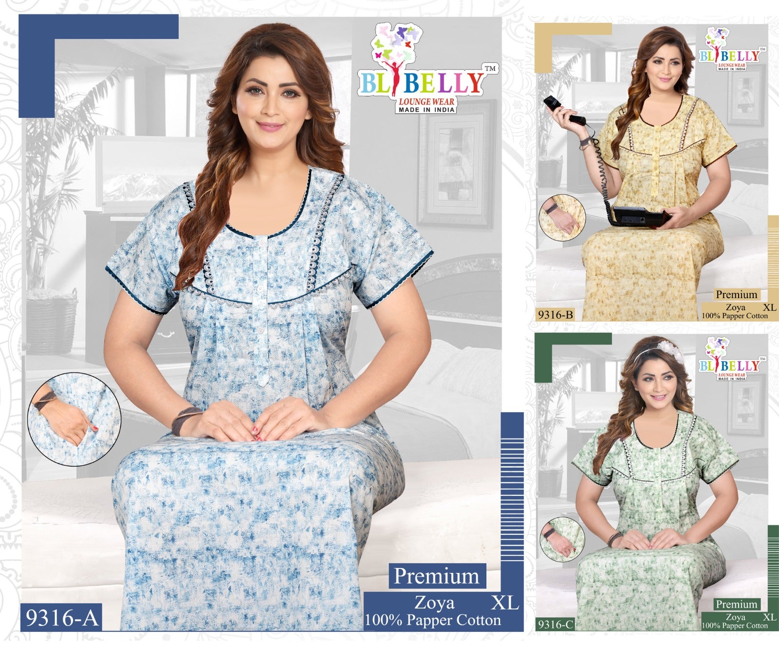 Paper Cotton Zoya Belly Night Gowns Exporter Ahmedabad