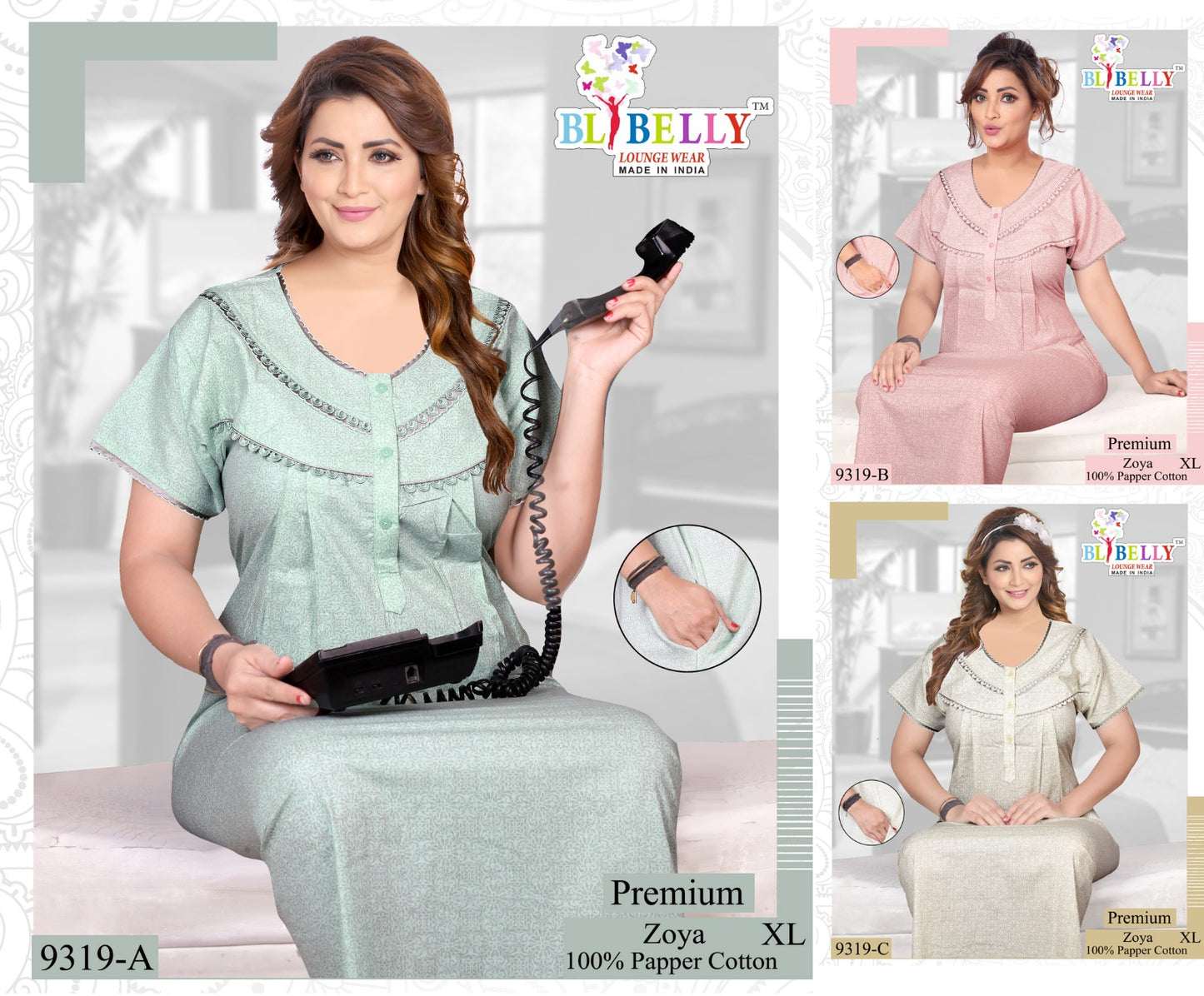 Paper Cotton Zoya Belly Night Gowns Exporter Ahmedabad