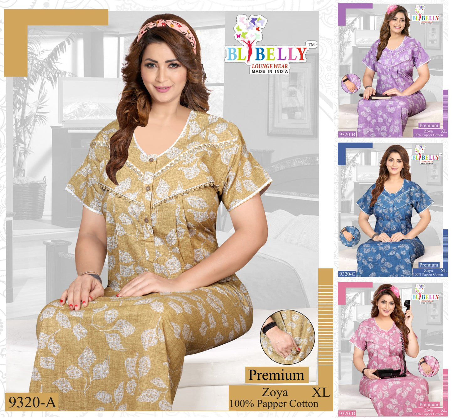 Paper Cotton Zoya Belly Night Gowns Exporter Ahmedabad