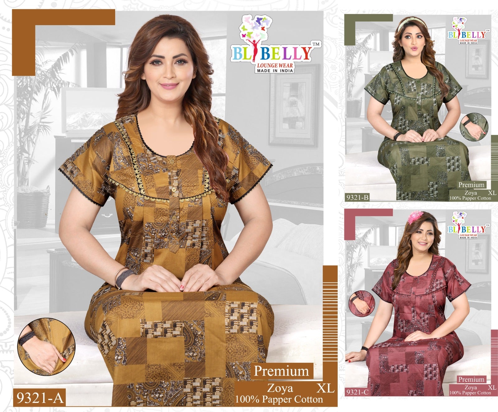 Paper Cotton Zoya Belly Night Gowns Exporter Ahmedabad