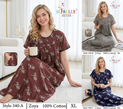 Zoya Cotton Belly Bombay Night Gowns Manufacturer Gujarat