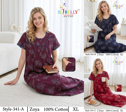 Zoya Cotton Belly Bombay Night Gowns Manufacturer Gujarat