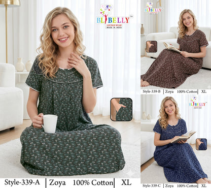 Zoya Cotton Belly Bombay Night Gowns Manufacturer Gujarat