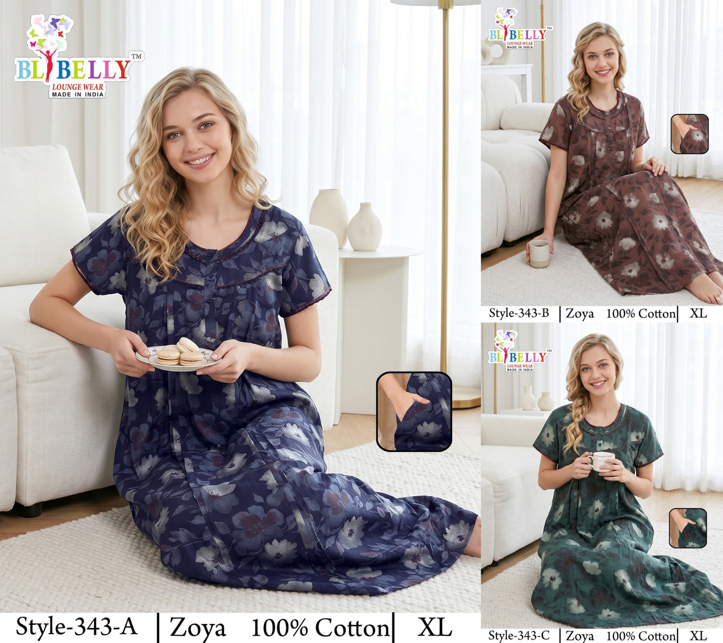 Zoya Cotton Belly Bombay Night Gowns Manufacturer Gujarat