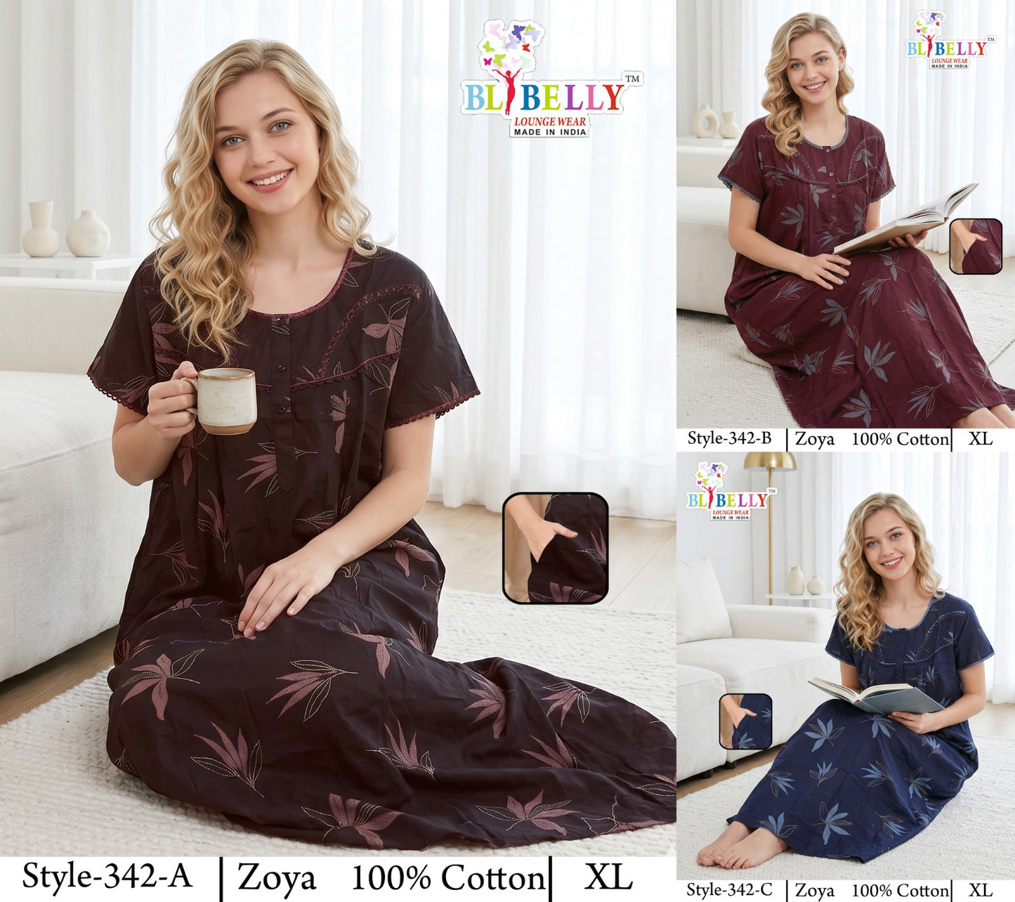 Zoya Cotton Belly Bombay Night Gowns Manufacturer Gujarat