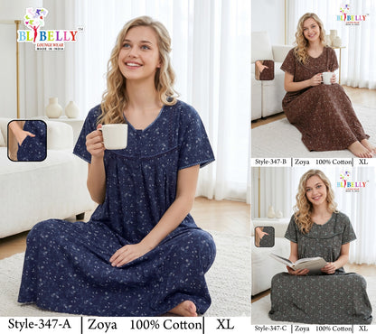 Zoya Cotton Belly Bombay Night Gowns Manufacturer Gujarat