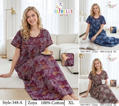 Zoya Cotton Belly Bombay Night Gowns Manufacturer Gujarat