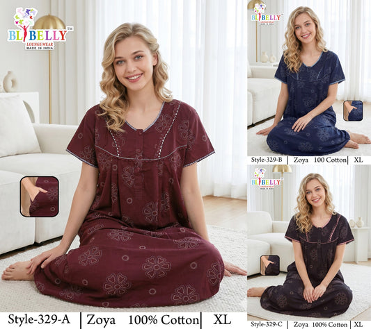 Zoya Cotton Belly Bombay Night Gowns Manufacturer Gujarat
