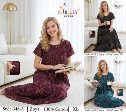 Zoya Cotton Belly Bombay Night Gowns Manufacturer Gujarat