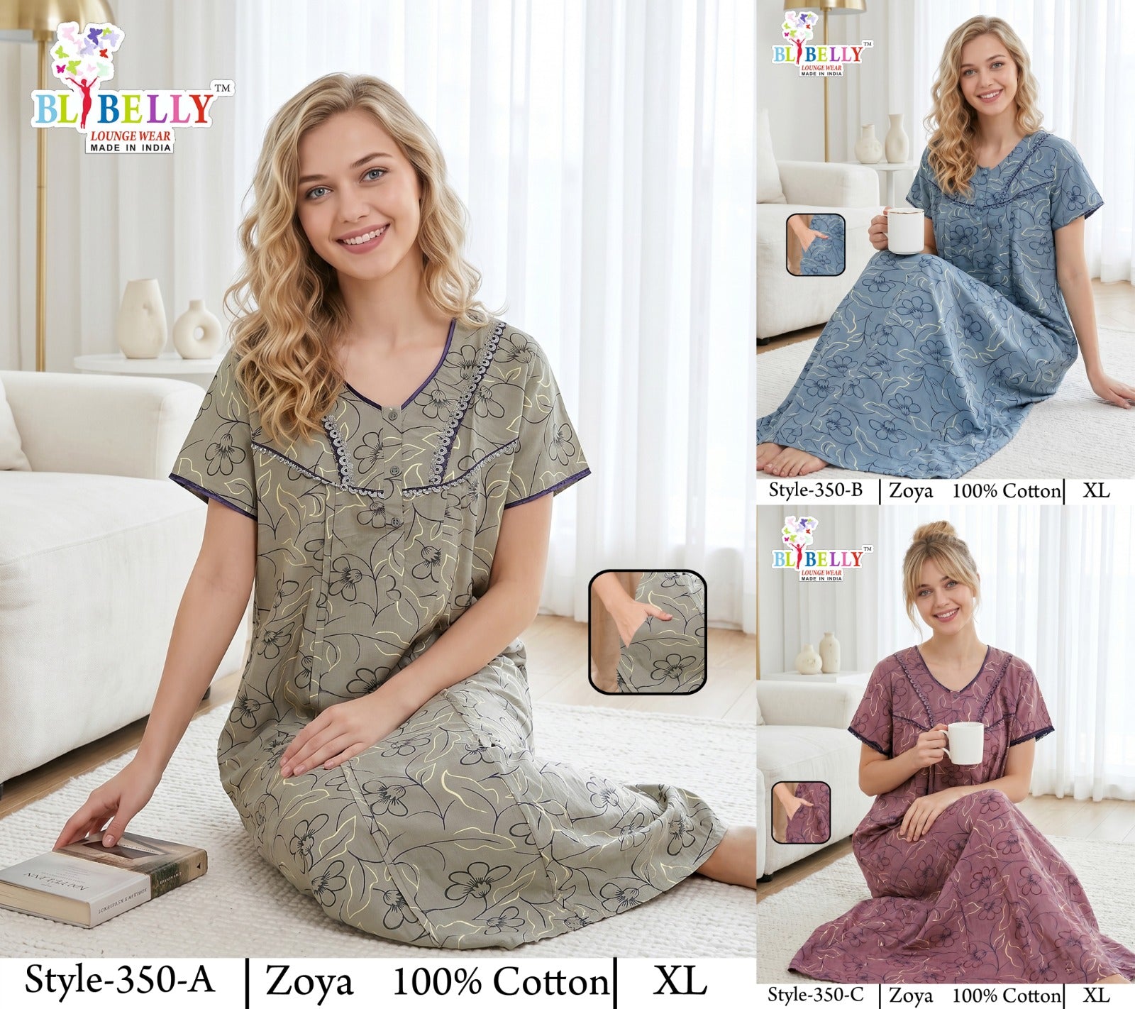 Zoya Cotton Belly Bombay Night Gowns Manufacturer Gujarat
