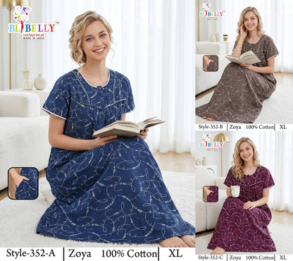 Zoya Cotton Belly Bombay Night Gowns Manufacturer Gujarat